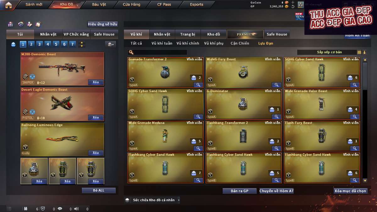 shop acc cf uy tin gia re